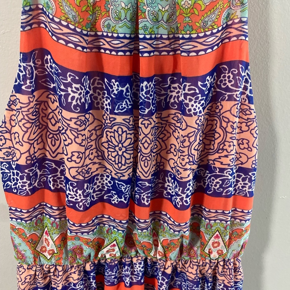 Pink Owl Multicolor Bohemian Summer Dress. Boho mini dress size small - Picture 2 of 10